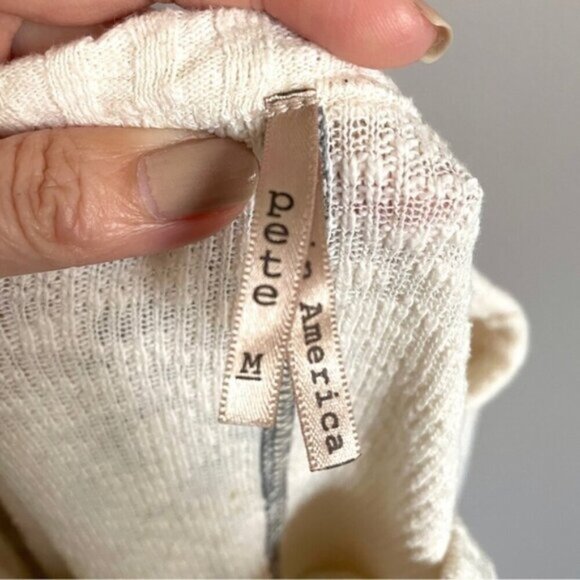 Pete Collection Ivory Slubbed Cotton Long Sleeve Knit Top - S/M 🇺🇸 - Picture 8 of 12